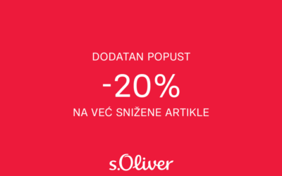 s.Oliver trgovina nudi dodatnih 20 % popusta na već snižene artikle!